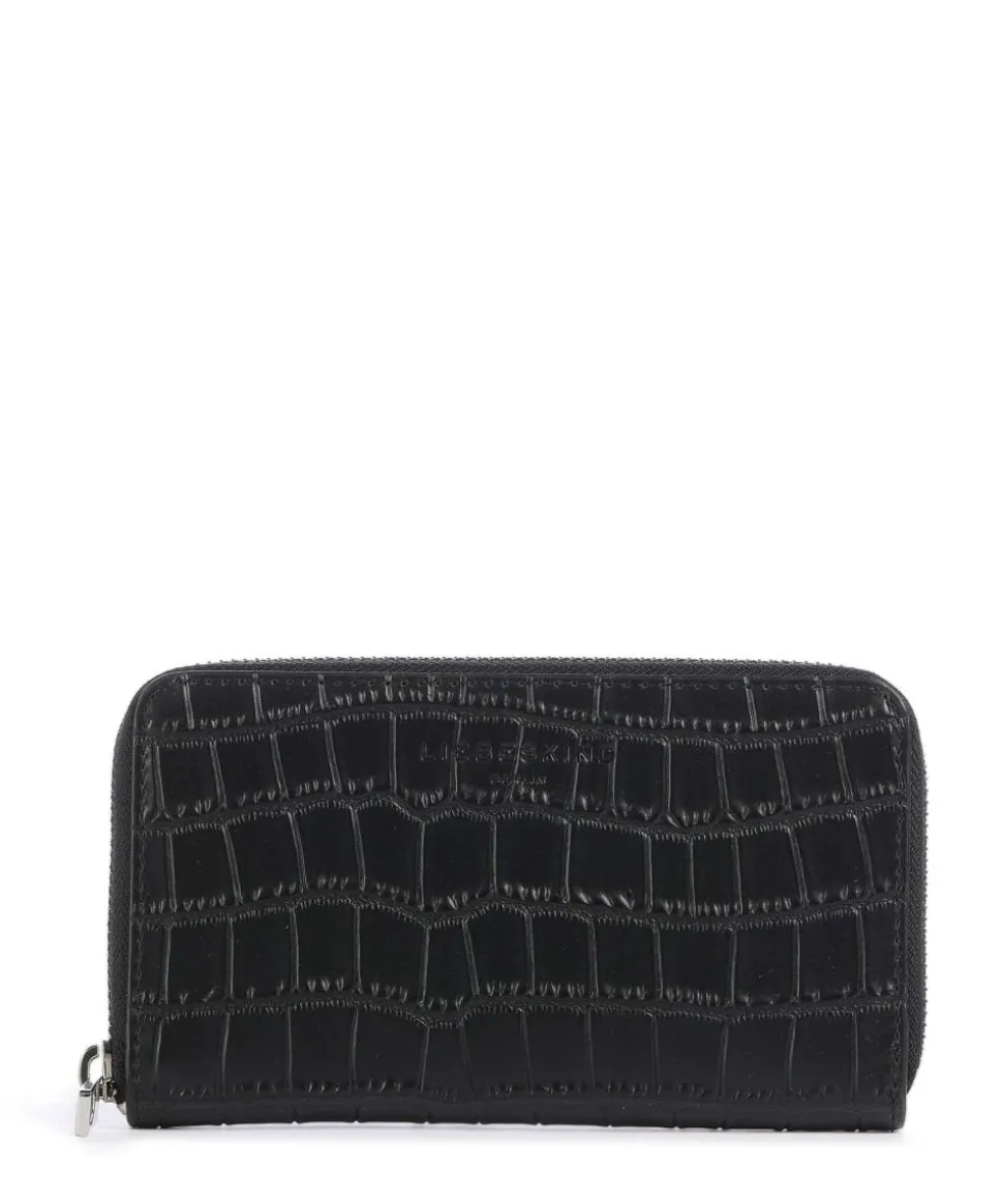 Lou 2 Frieda New Croco RFID Geldbörse genarbtes Leder schwarz