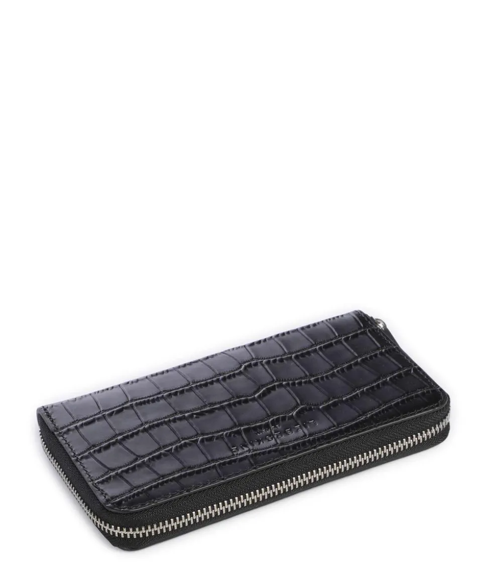 Lou 2 Frieda New Croco RFID Geldbörse genarbtes Leder schwarz