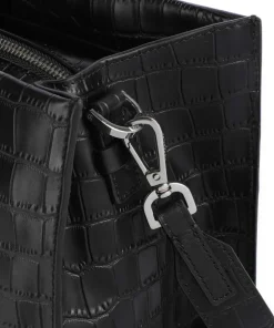 Lou 2 New Croco L Handtasche geprägtes Leder schwarz