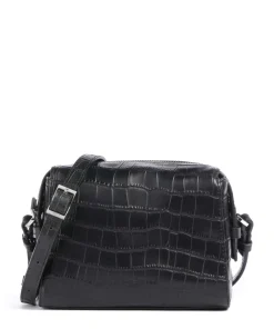 Lou 2 New Croco S Umhängetasche geprägtes Leder schwarz