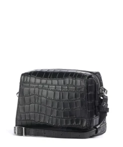 Lou 2 New Croco S Umhängetasche geprägtes Leder schwarz