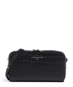 Lou Croco XS Geldbörse geprägtes Leder schwarz