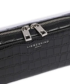 Lou Croco XS Geldbörse geprägtes Leder schwarz