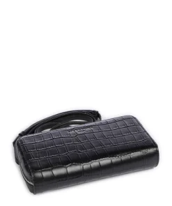 Lou Croco XS Geldbörse geprägtes Leder schwarz