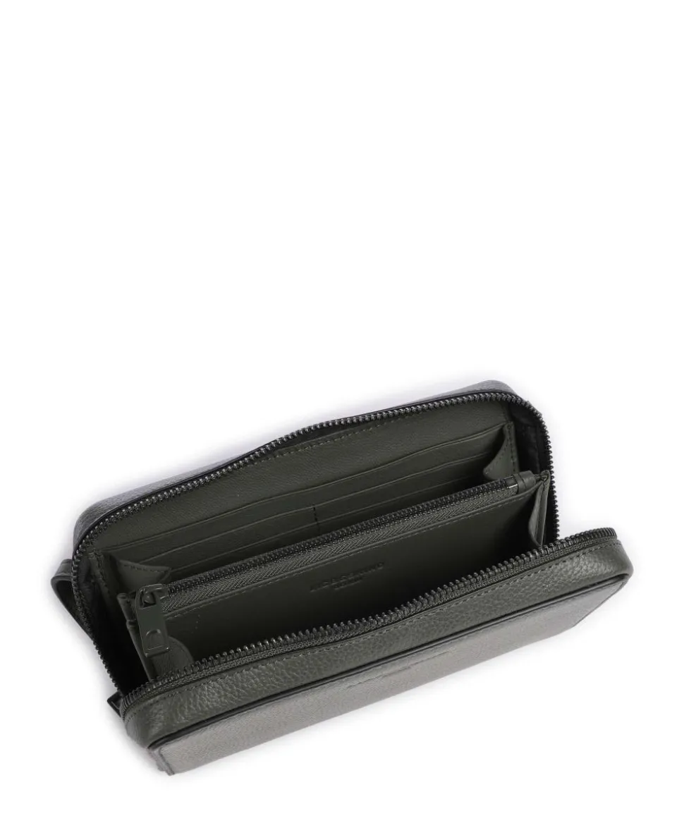 Lou Small Pebble XS Geldbörse genarbtes Rindsleder dunkelgrün