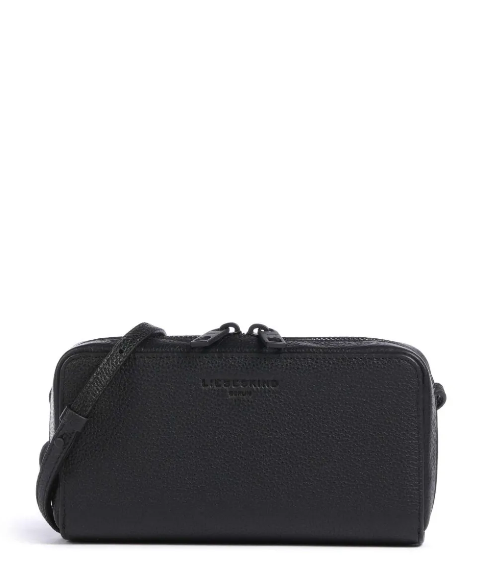 Lou Small Pebble XS Geldbörse genarbtes Rindsleder schwarz