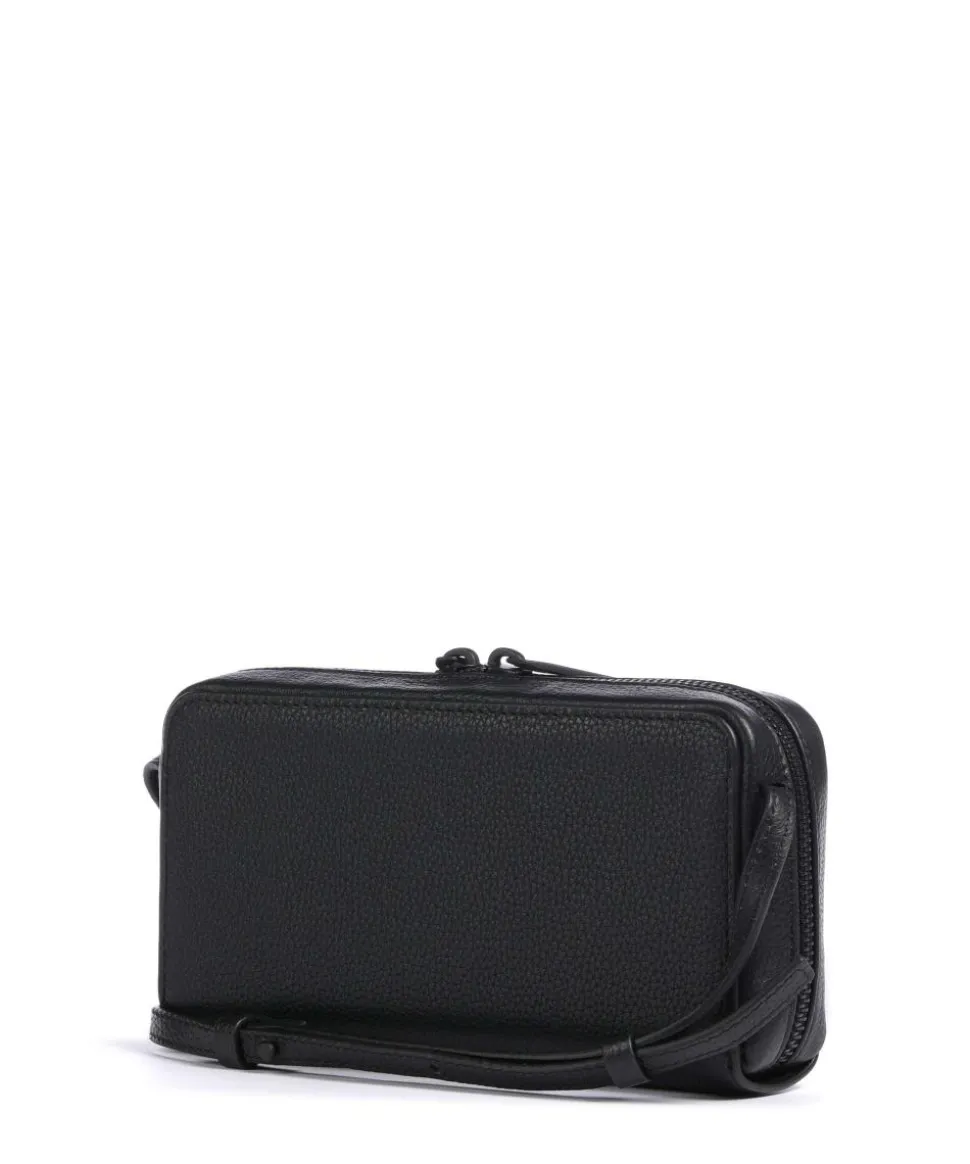 Lou Small Pebble XS Geldbörse genarbtes Rindsleder schwarz