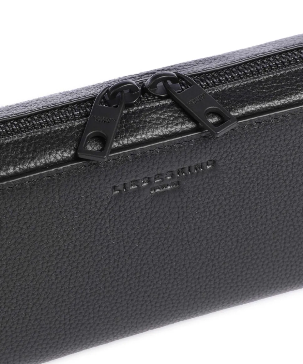 Lou Small Pebble XS Geldbörse genarbtes Rindsleder schwarz