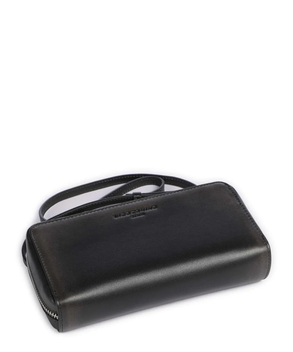 Lou Vintage Leather XS Geldbörse fein genarbtes Rindsleder schwarz