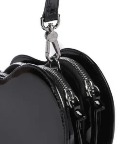 Louise Heart Shiny Patent Umhängetasche Lackleder schwarz