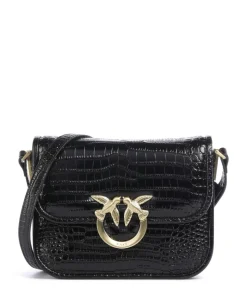 Love Box Mini Umhängetasche geprägtes Leder schwarz