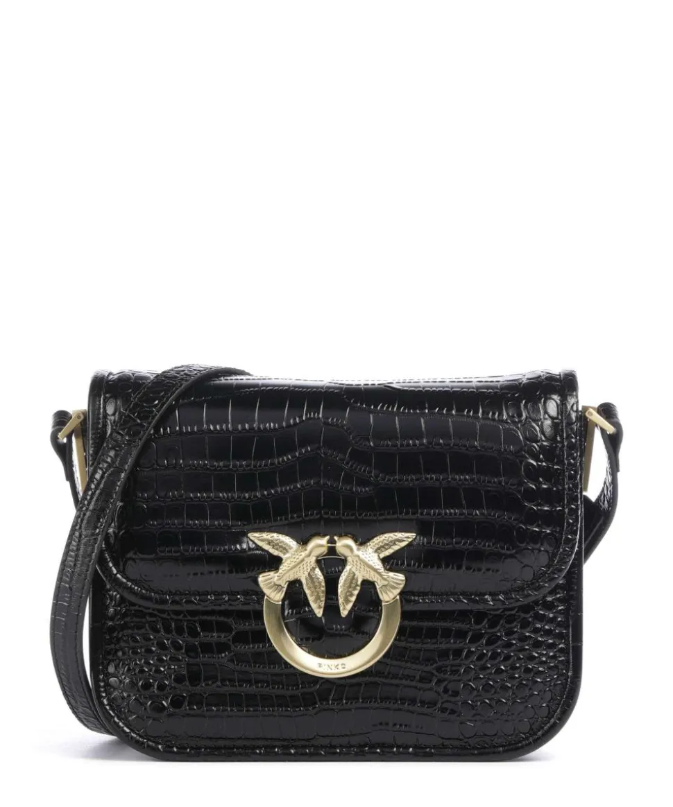 Love Box Mini Umhängetasche geprägtes Leder schwarz