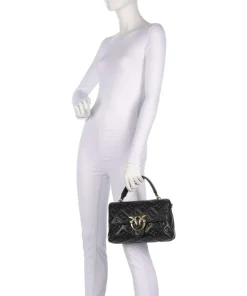 Love Lady Puff Classic Handtasche geprägtes Leder schwarz