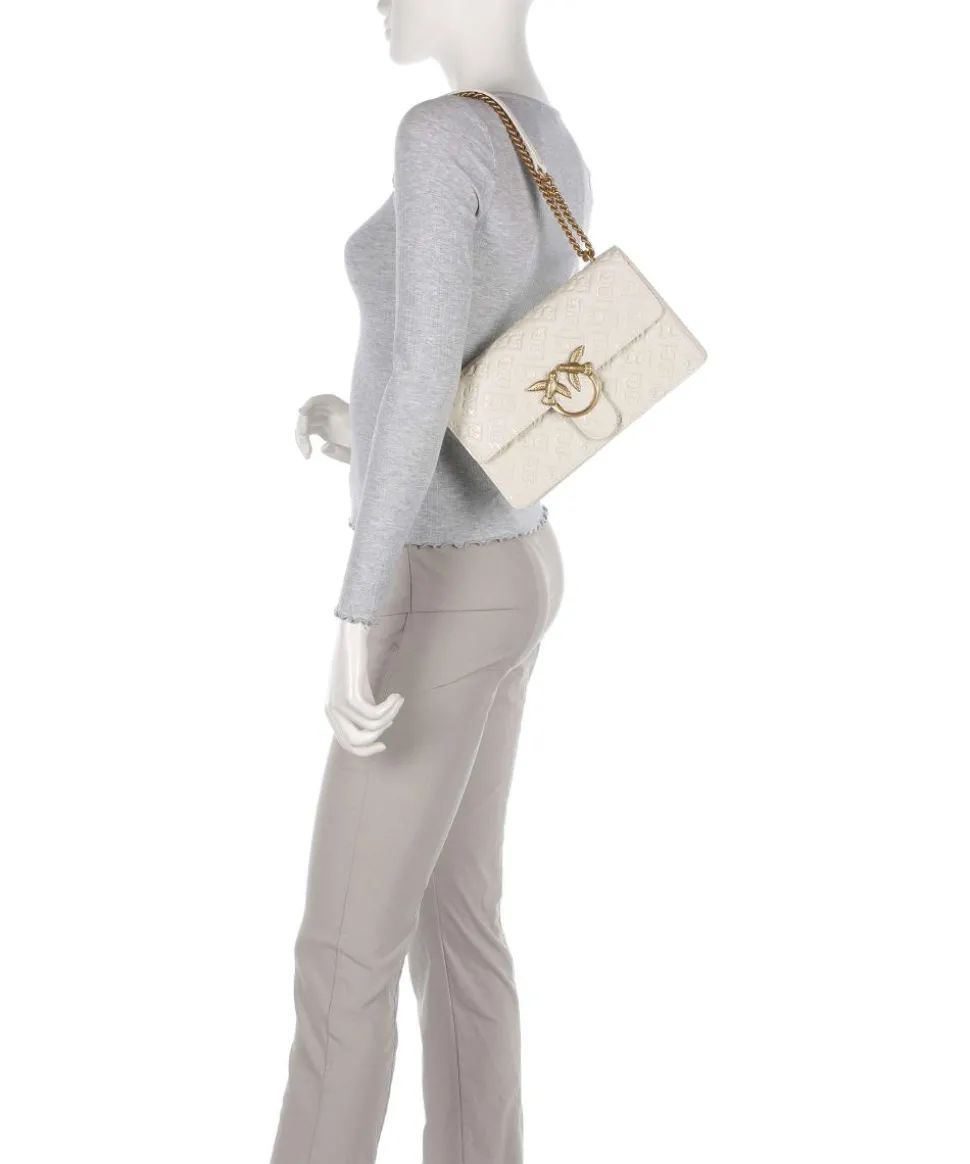 Love One Classic Schultertasche geprägtes Leder weiß