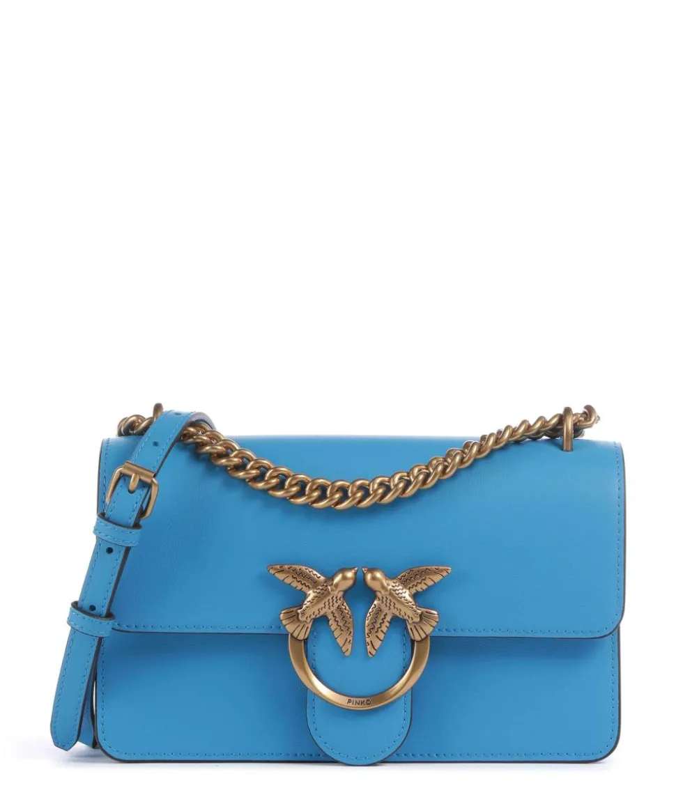 Love One Mini Schultertasche fein genarbtes Rindsleder blau
