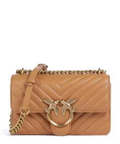 Love One Mini Schultertasche fein genarbtes Leder hellbraun