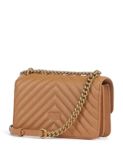 Love One Mini Schultertasche fein genarbtes Leder hellbraun