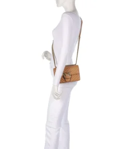 Love One Mini Schultertasche fein genarbtes Leder hellbraun