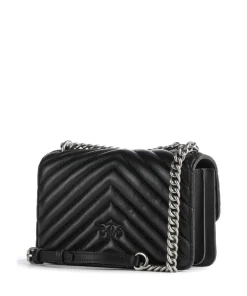 Love One Mini Schultertasche fein genarbtes Leder schwarz