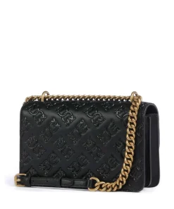 Love One Mini Schultertasche geprägtes Leder schwarz