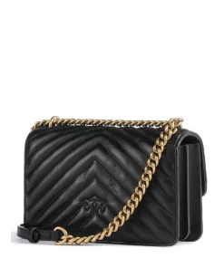 Love One Mini Schultertasche fein genarbtes Leder schwarz