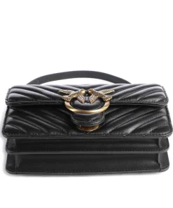 Love One Mini Schultertasche fein genarbtes Leder schwarz