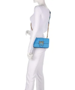 Love One Mini Umhängetasche fein genarbtes Kalbsleder blau