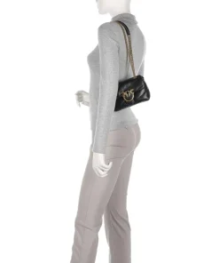 Love Puff Baby Schultertasche Schafsleder schwarz