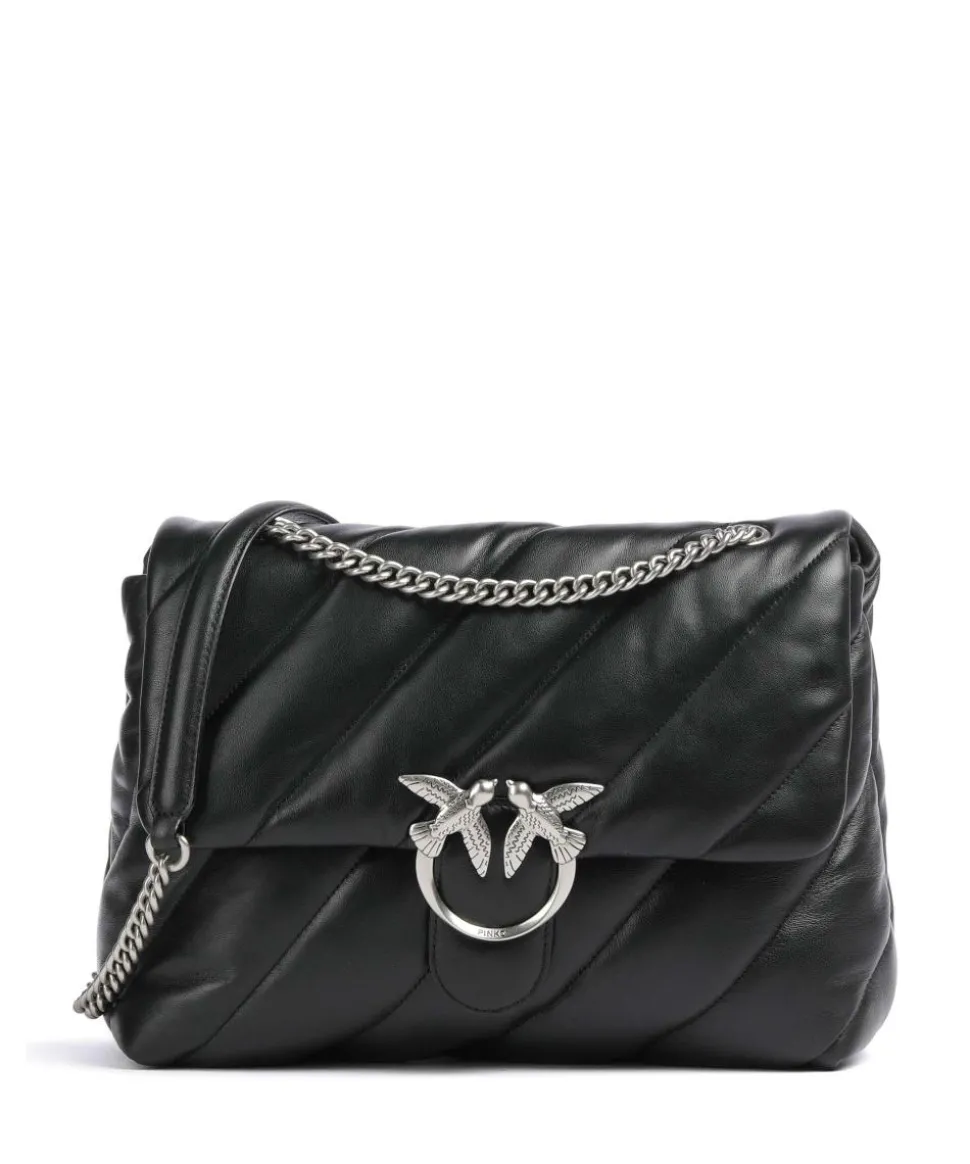 Love Puff Big Schultertasche Schafsleder schwarz