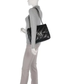 Love Puff Big Schultertasche Schafsleder schwarz