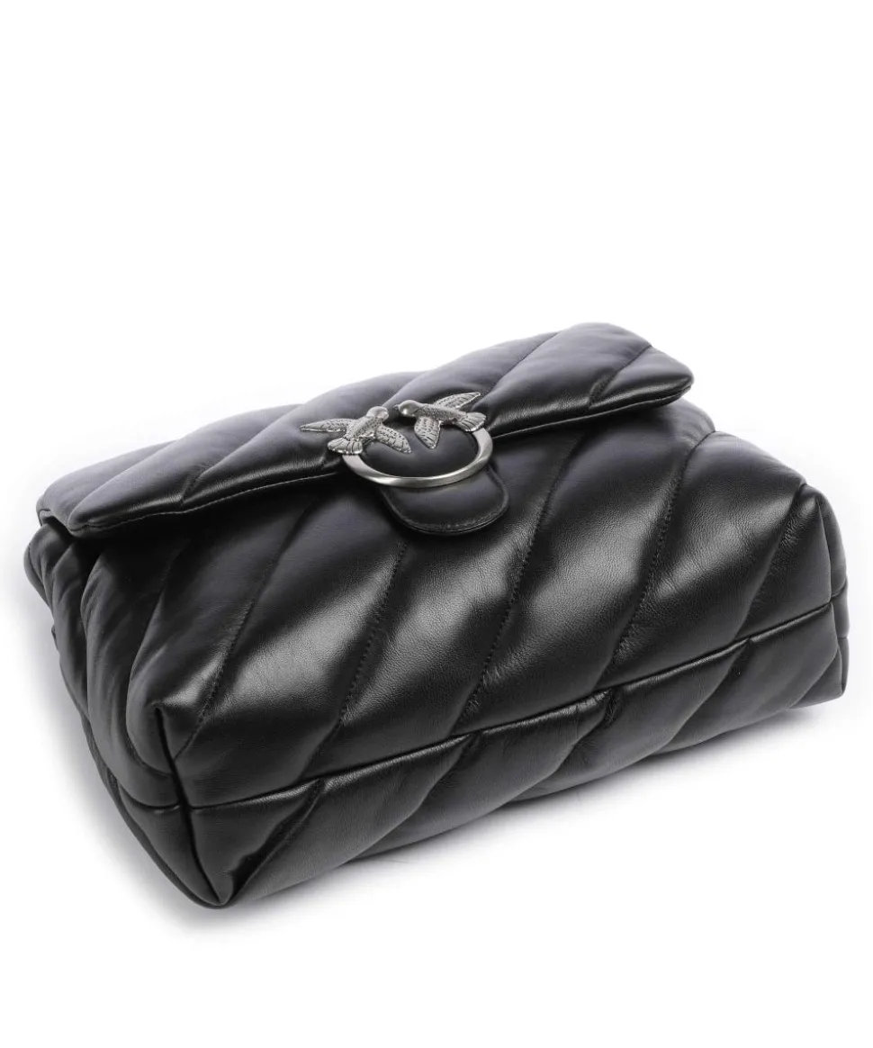 Love Puff Big Schultertasche Schafsleder schwarz