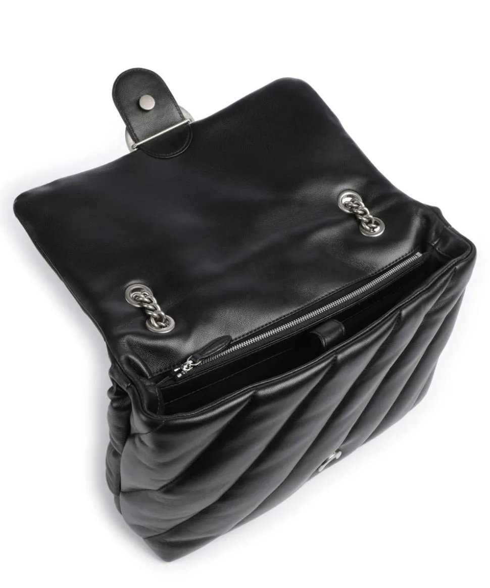 Love Puff Big Schultertasche Schafsleder schwarz