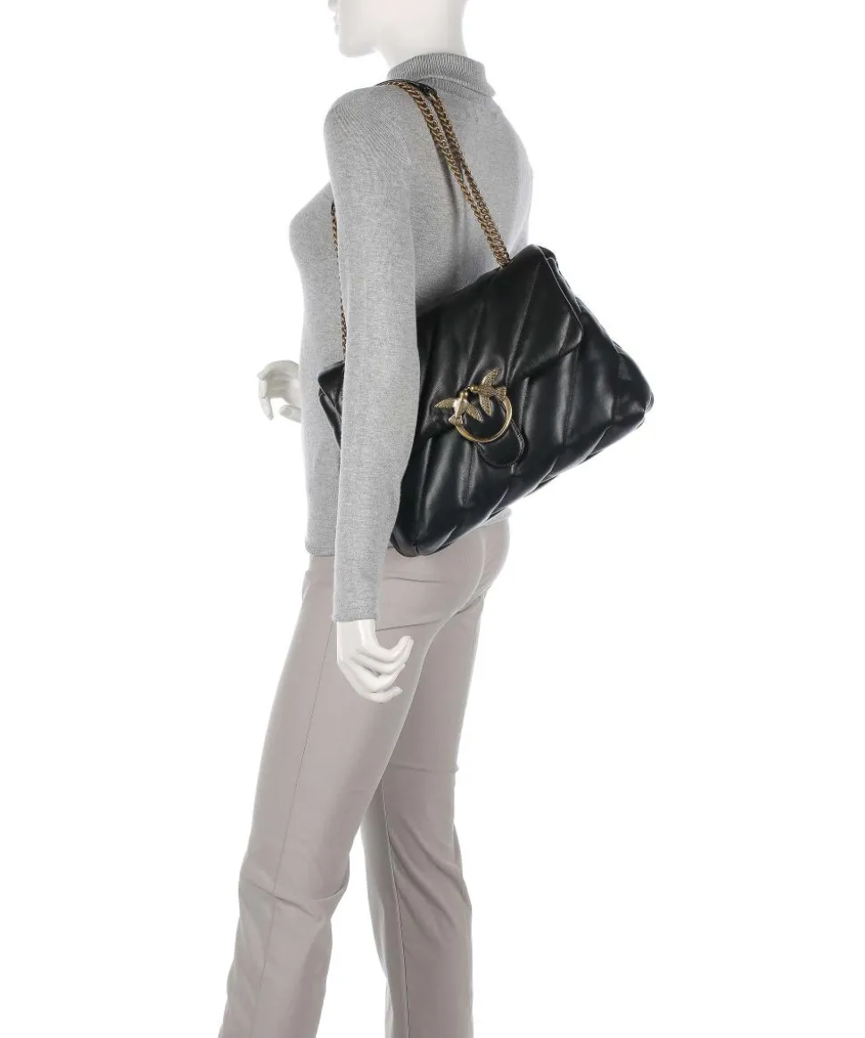 Love Puff Big Schultertasche Schafsleder schwarz