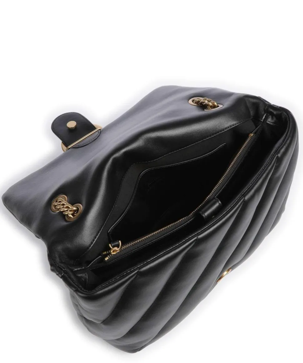 Love Puff Big Schultertasche Schafsleder schwarz