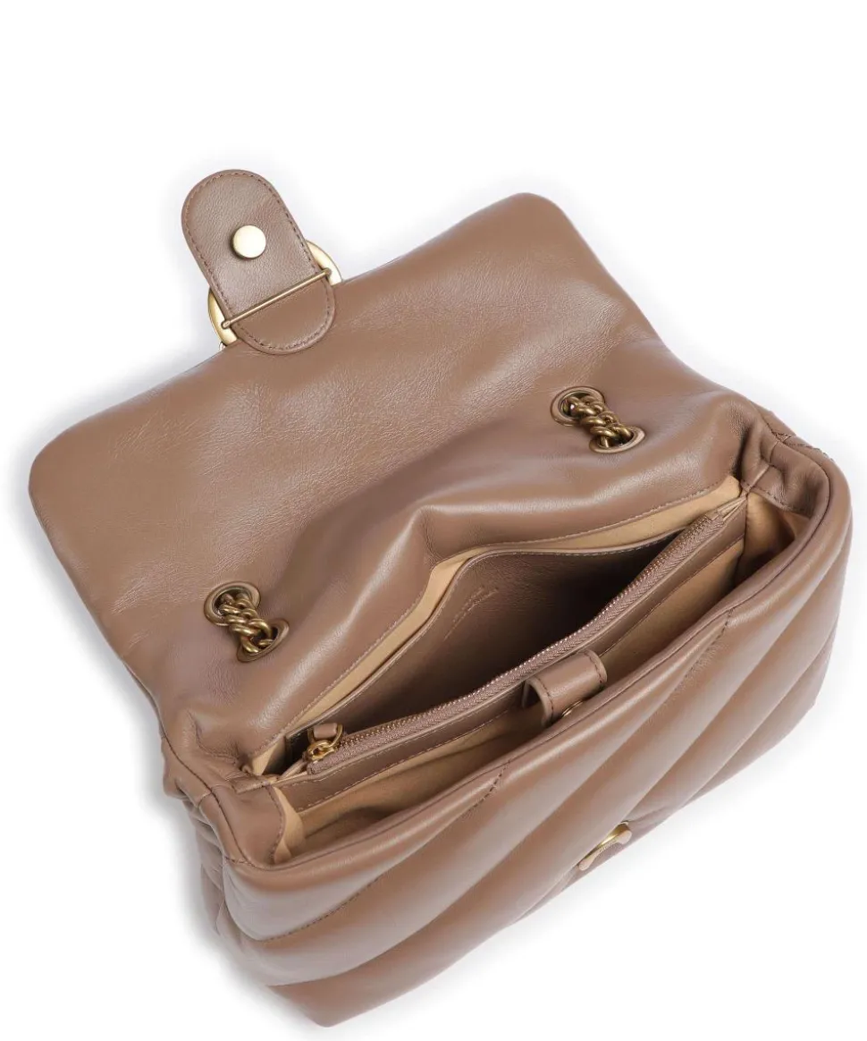 Love Puff Classic Schultertasche Schafsleder braun