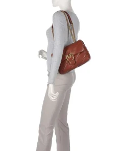 Love Puff Classic Schultertasche Schafsleder braun