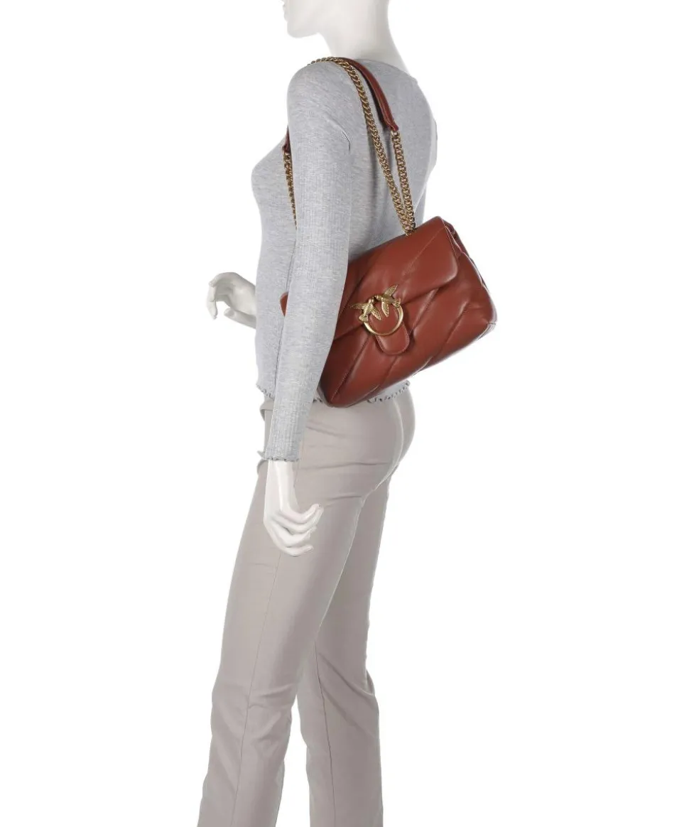 Love Puff Classic Schultertasche Schafsleder braun