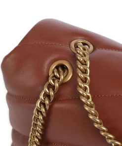 Love Puff Classic Schultertasche Schafsleder braun