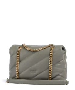 Love Puff Classic Schultertasche Schafsleder graugrün