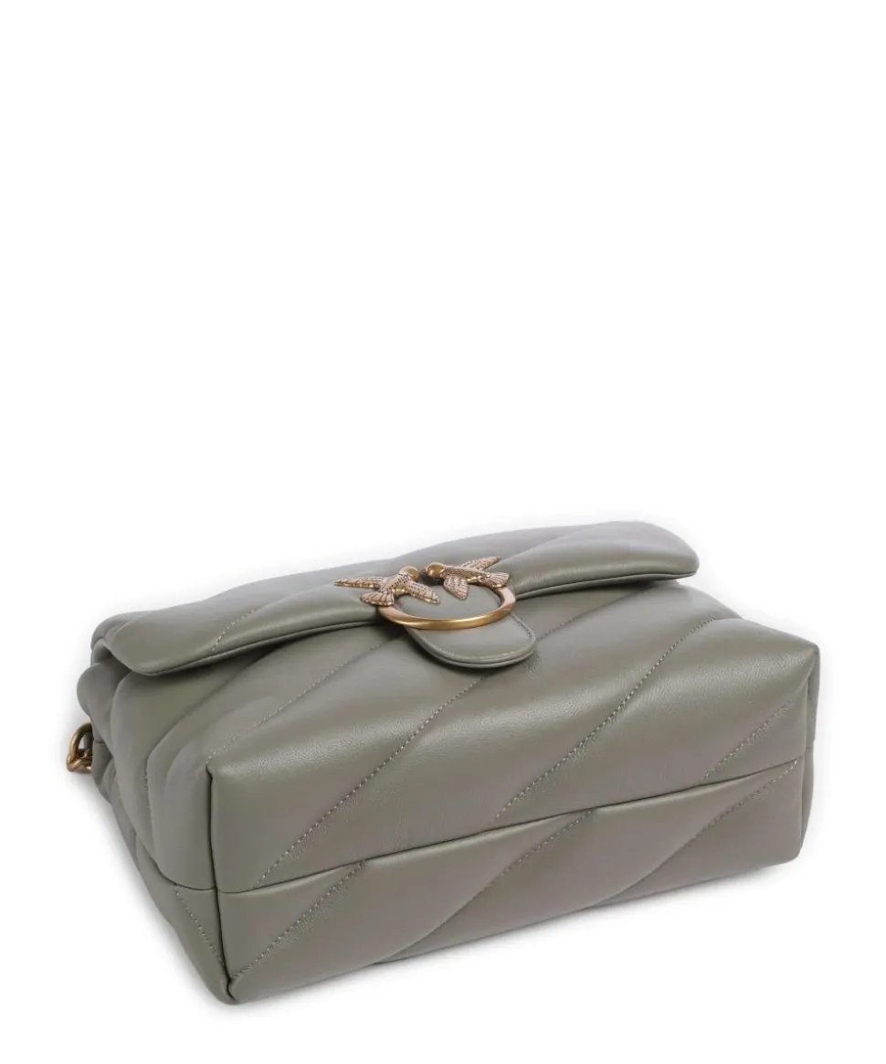 Love Puff Classic Schultertasche Schafsleder graugrün