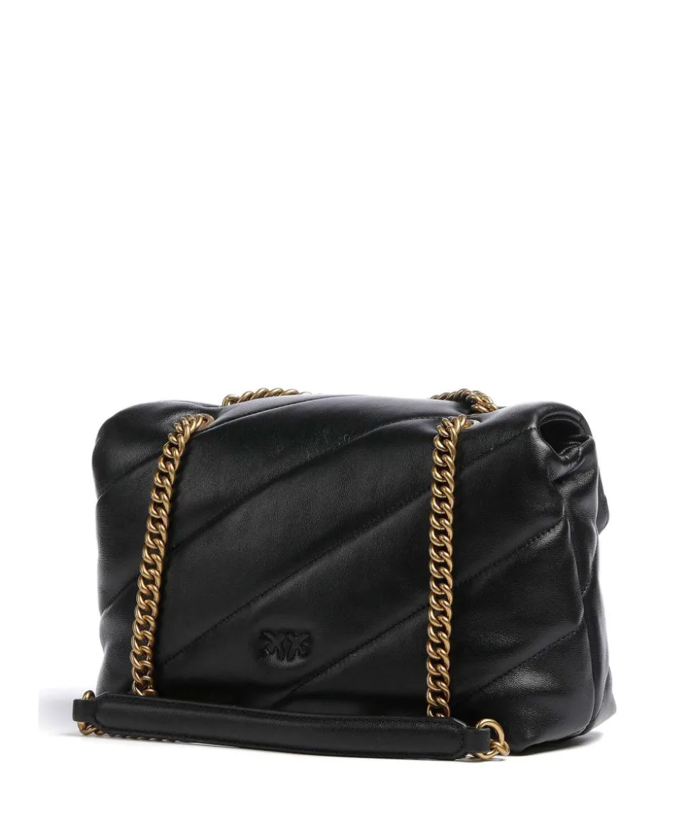 Love Puff Classic Schultertasche Schafsleder schwarz