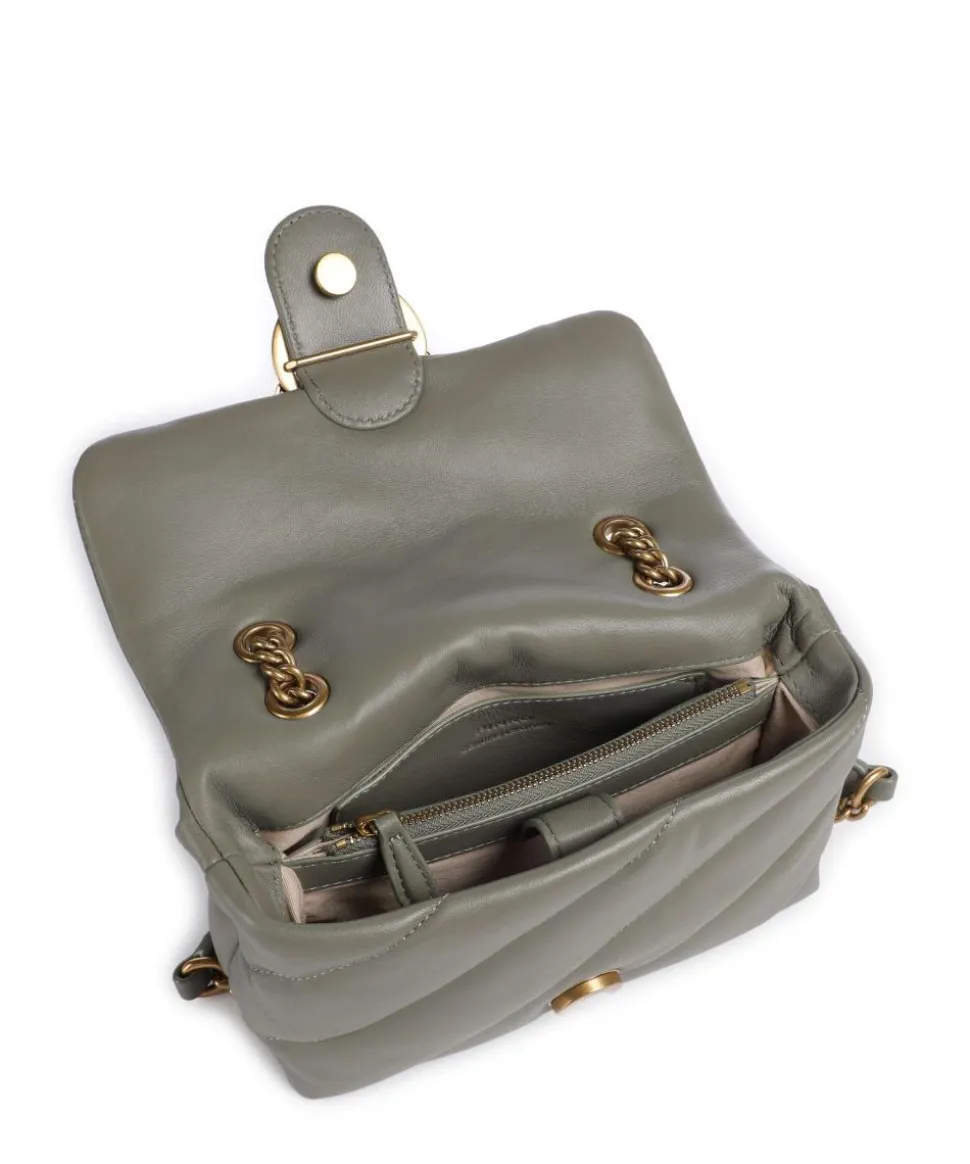 Love Puff Mini Schultertasche Schafsleder graugrün