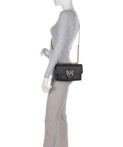 Love Soft Mini Schultertasche genarbtes Leder schwarz