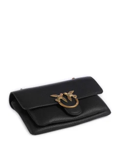 Love Soft Mini Schultertasche genarbtes Leder schwarz