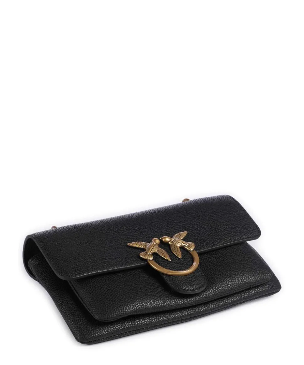 Love Soft Mini Schultertasche genarbtes Leder schwarz