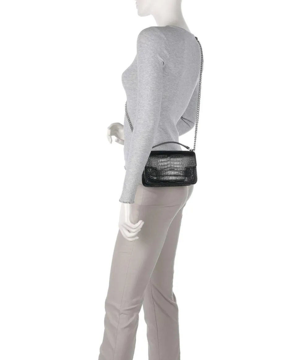 Lucrezia Wow Schultertasche geprägtes Rindsleder schwarz