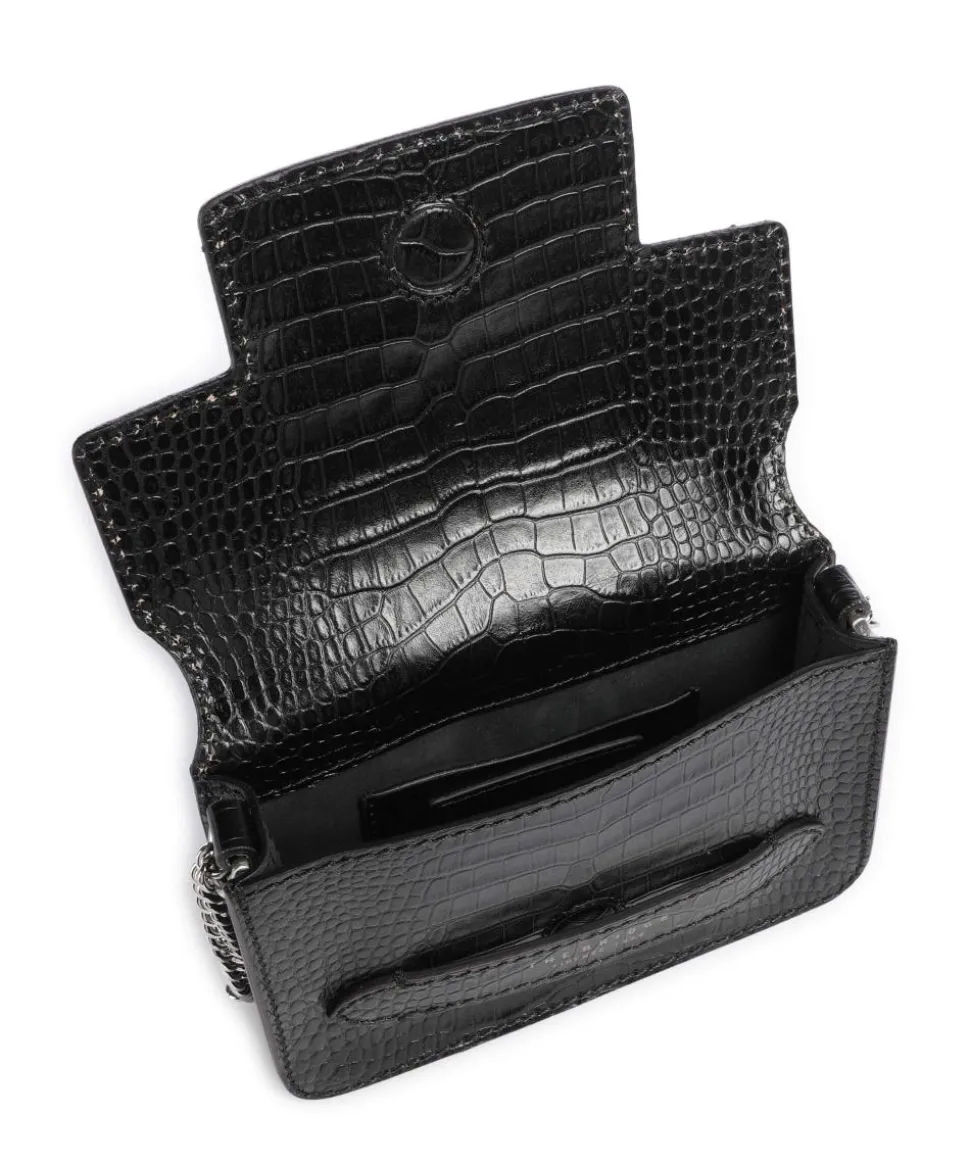 Lucrezia Wow Schultertasche geprägtes Rindsleder schwarz