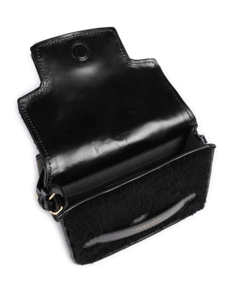 Lucrezia Wow Umhängetasche fein genarbtes Rindsleder, Fell schwarz