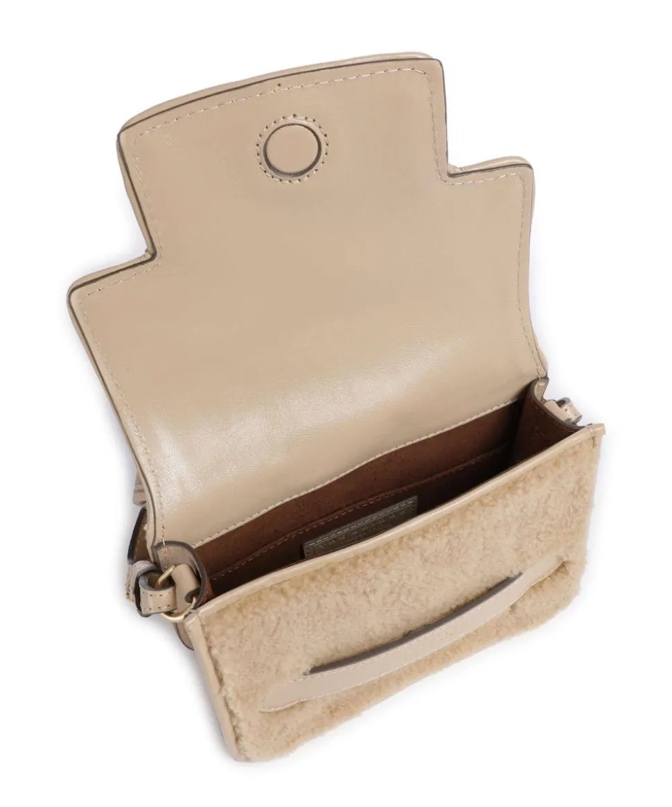 Lucrezia Wow Umhängetasche fein genarbtes Rindsleder, Fell beige