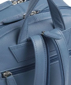 Luis Rucksack genarbtes Rindsleder blaugrau